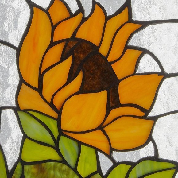 Tiffany Style Stained Glass Window Panel Suncatcher Sunflower Theme 8x11in - Picture 3 of 10